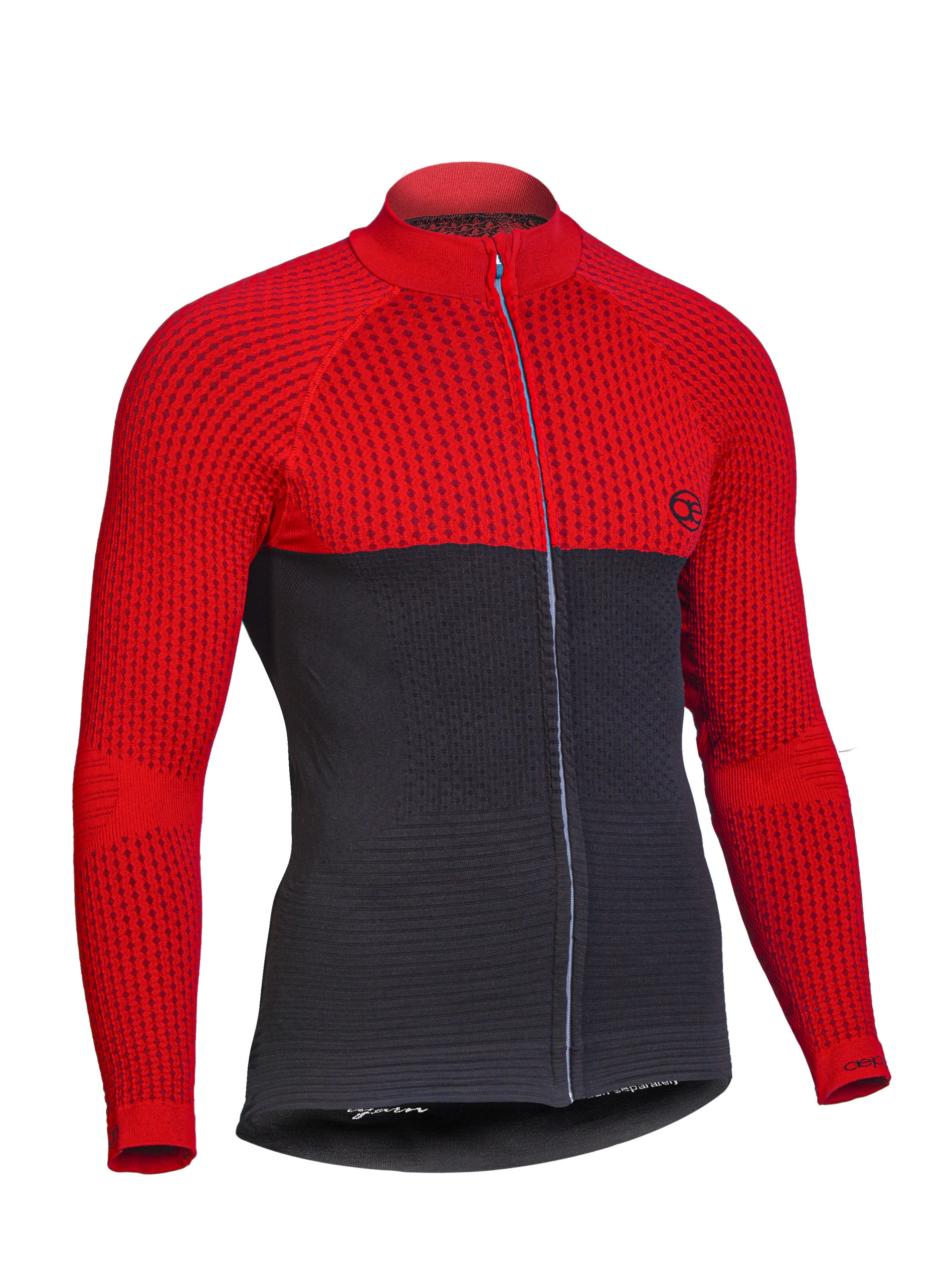Maglia Cycling maniche lunghe AE rossa-nera 1