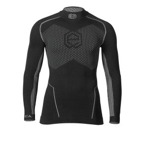 Maglia intimo termico invernale nera su sfondo neutro